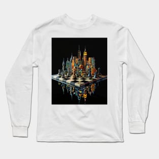 Cityscape Gambit: Skyline Chess Match Tee gift Long Sleeve T-Shirt
